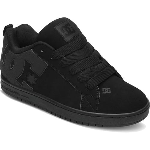 DC Court Graffik Mens All Black Leather Skate Shoes Trainers Size 7-15