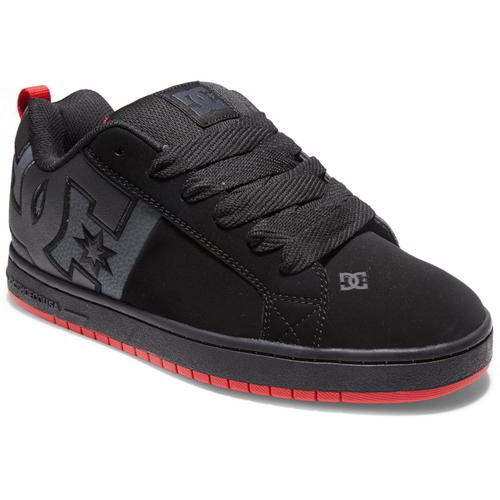 DC Court Graffik Mens Black Grey Red Leather Skate Shoes Trainers Size 7-15