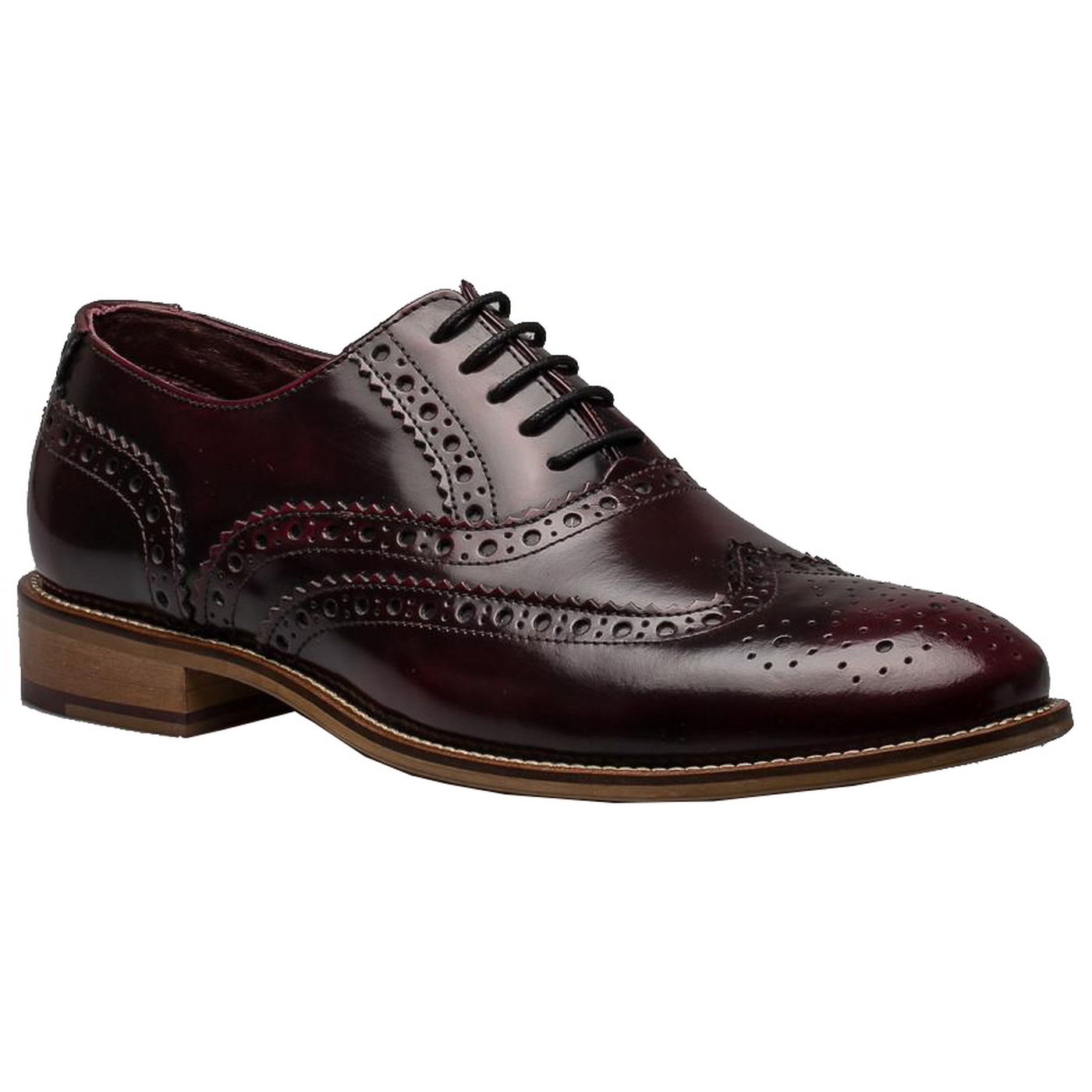 London Brogues Gatsby Mens Red Leather Wingtip Brogue Formal Shoes Size 7-12
