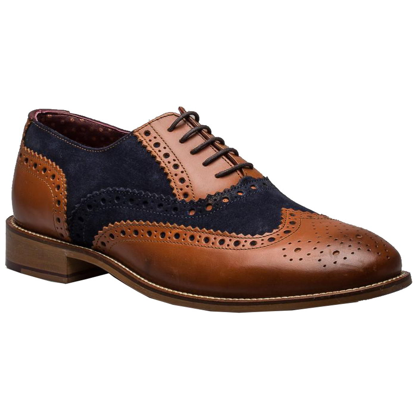 tan and blue brogues