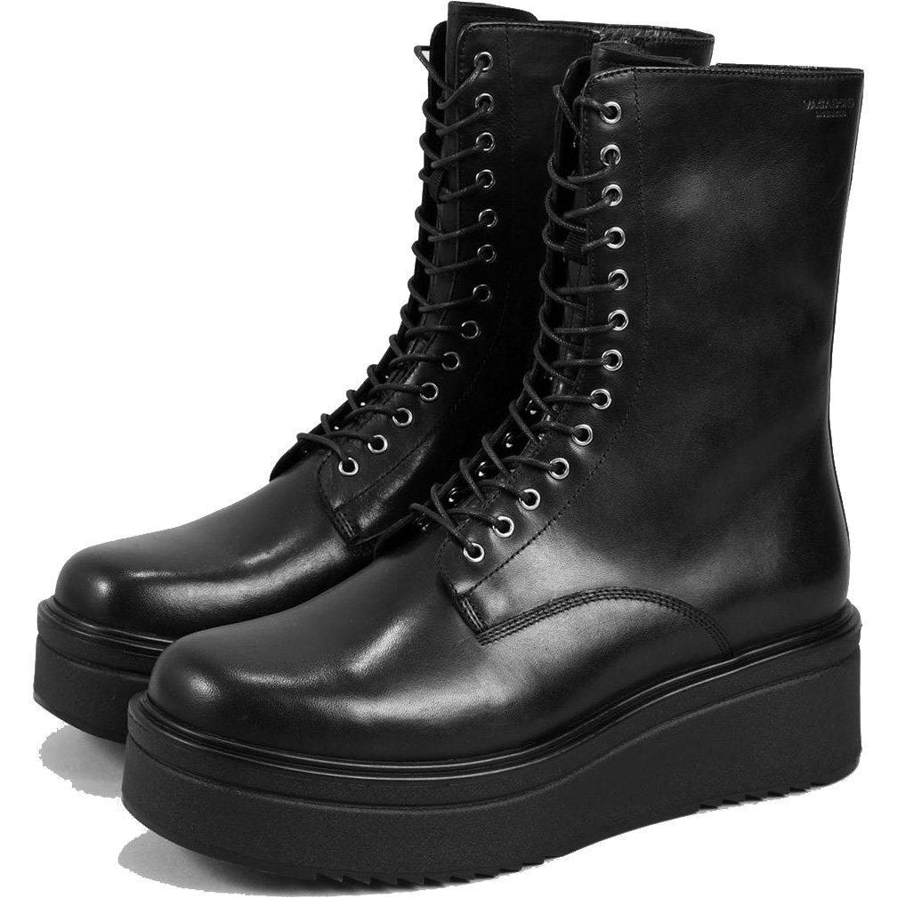 black platform military boots