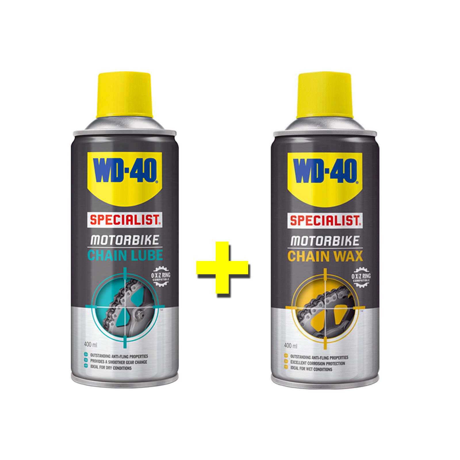 WD40 Motorcycle Chain Wax 400ML & Motorbike Chain Cleaner 400ML Spray