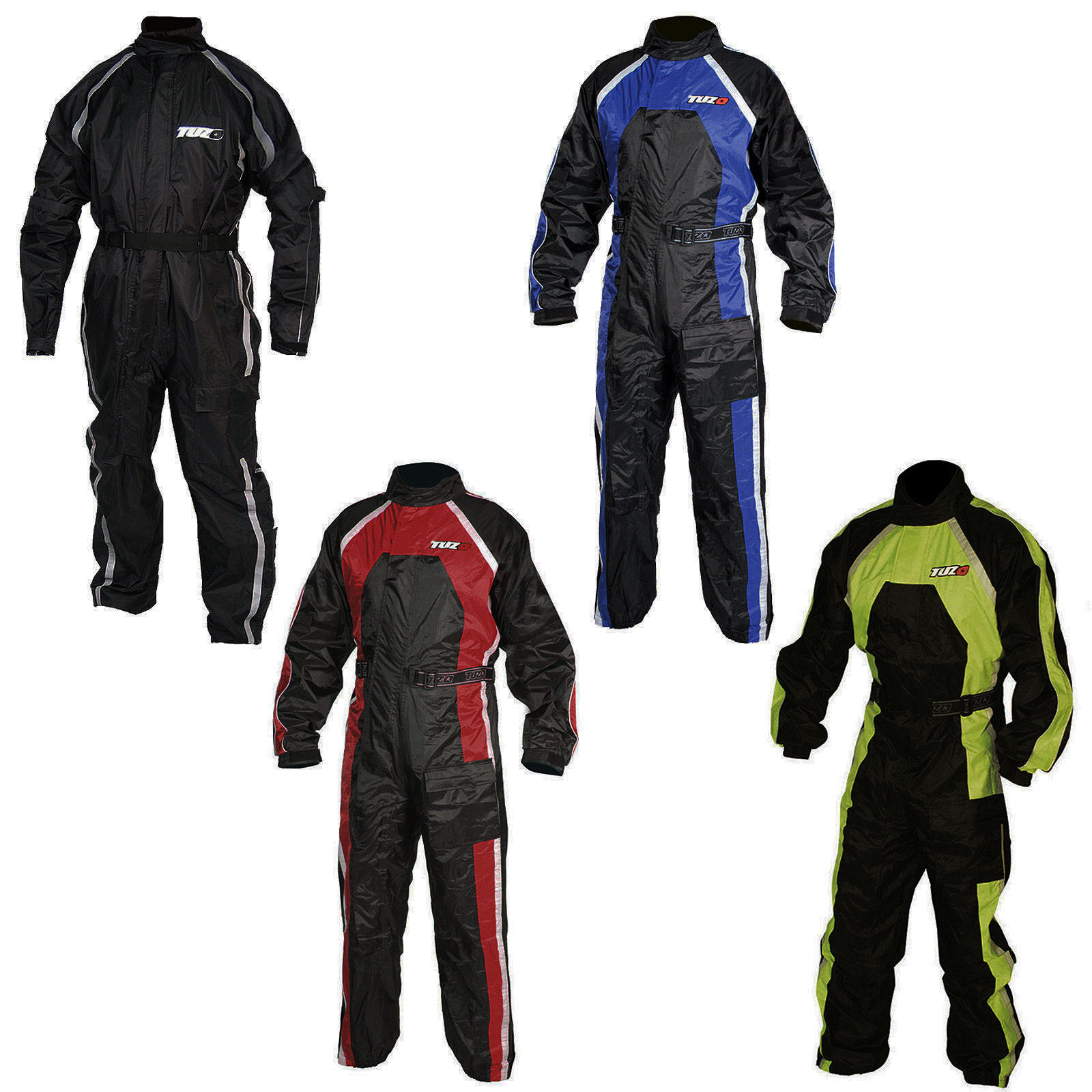 Tuzo One Piece Motorcycle Waterproof Rain Over Suit Black Fluorescent