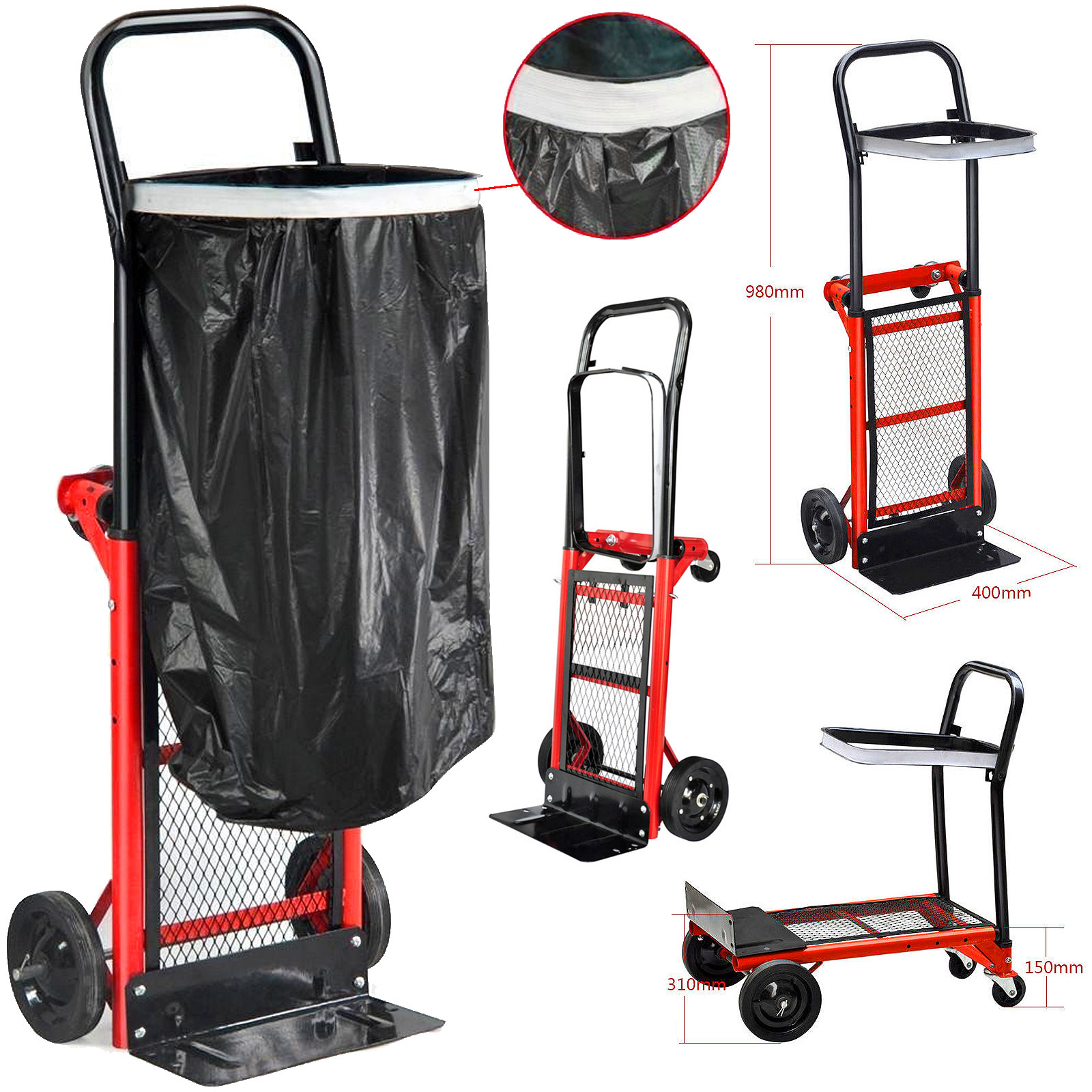 Heavy Duty Folding Truck Hand Sack Trolley Barrow Cart Garden Platform 80kg Red eBay