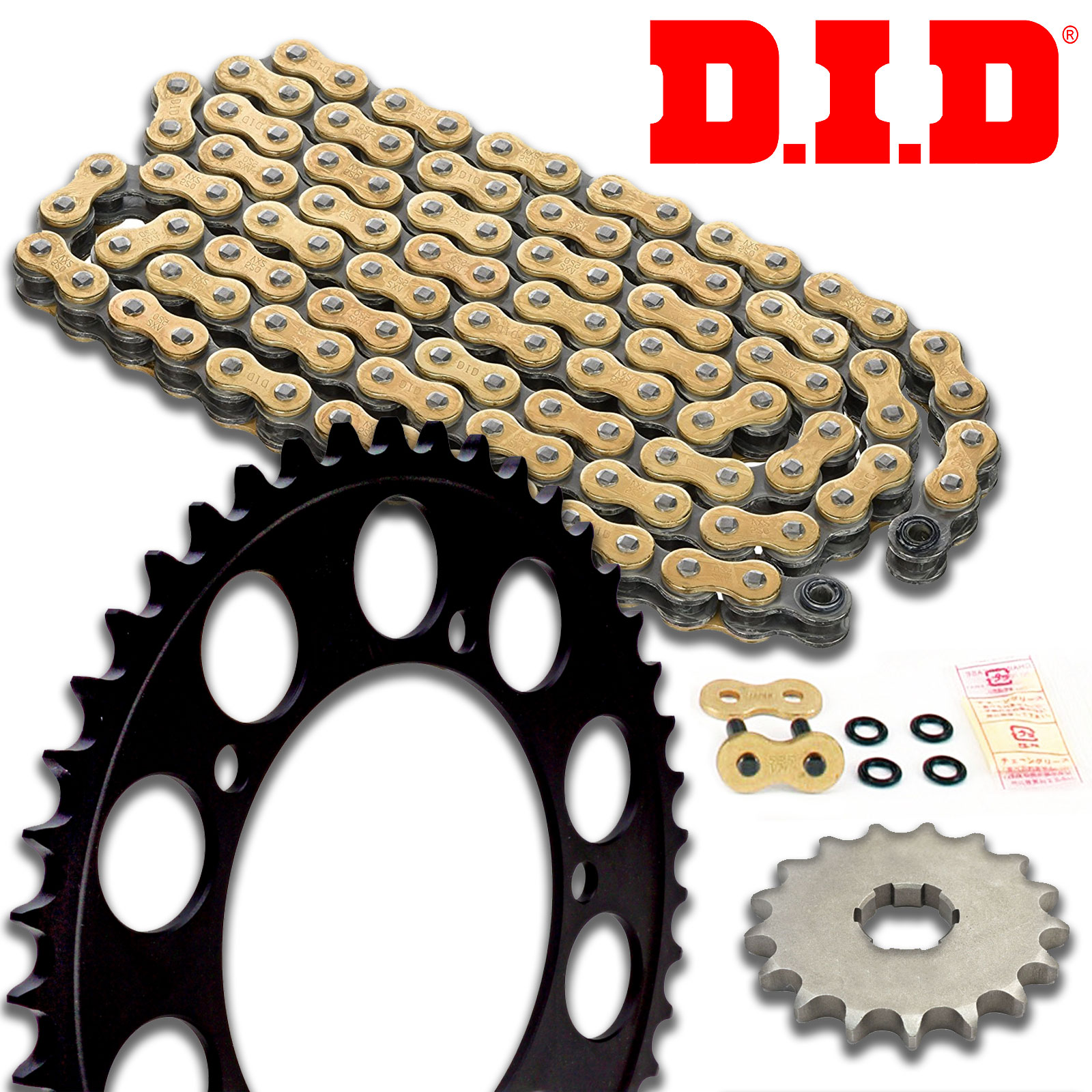 DID VX Motorcycle Gold XRing Chain and Sprocket Kit Set 741.15/761.43