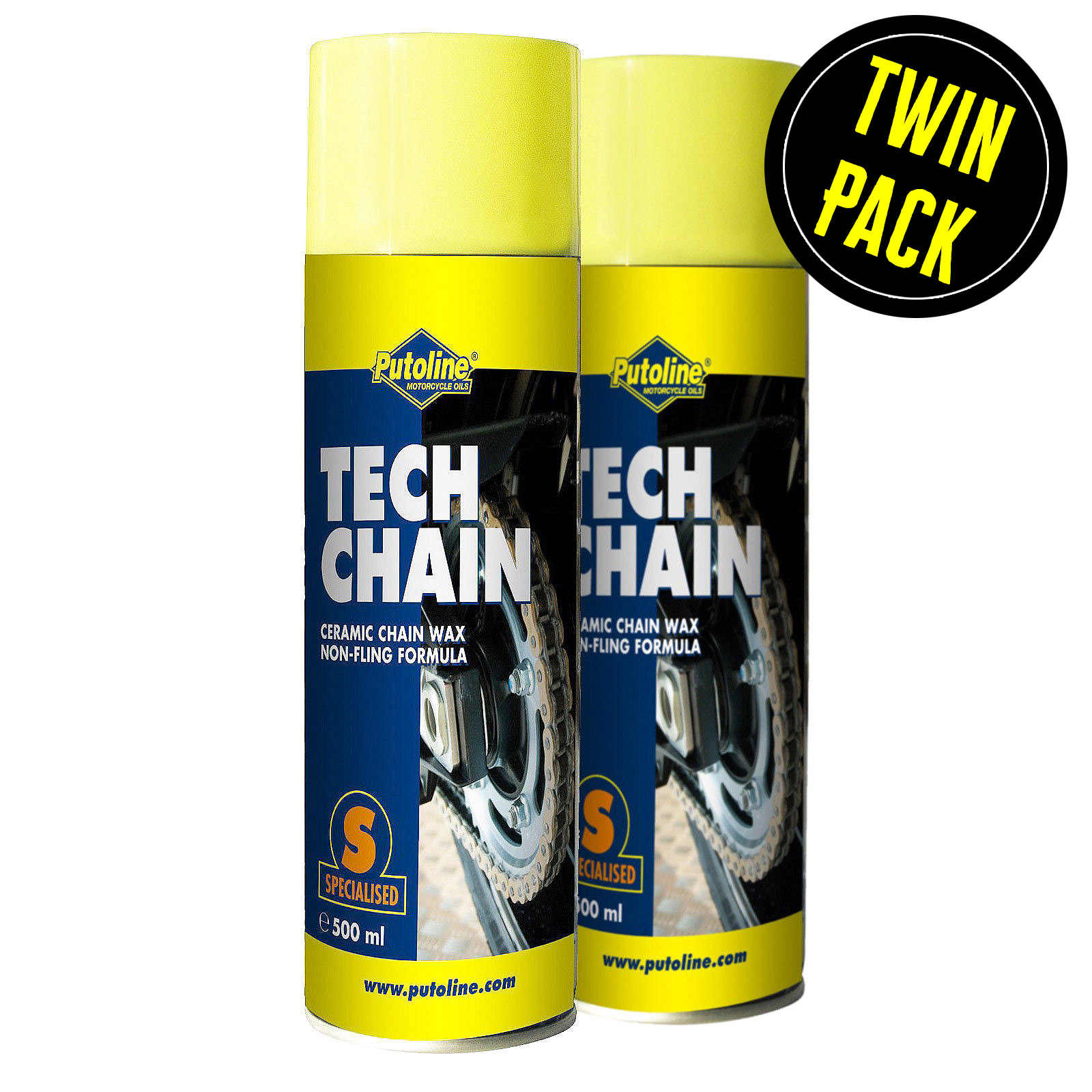 Putoline Motorcycle Motorbike Tech Chain Lube Aerosol Spray Twin Pack 2