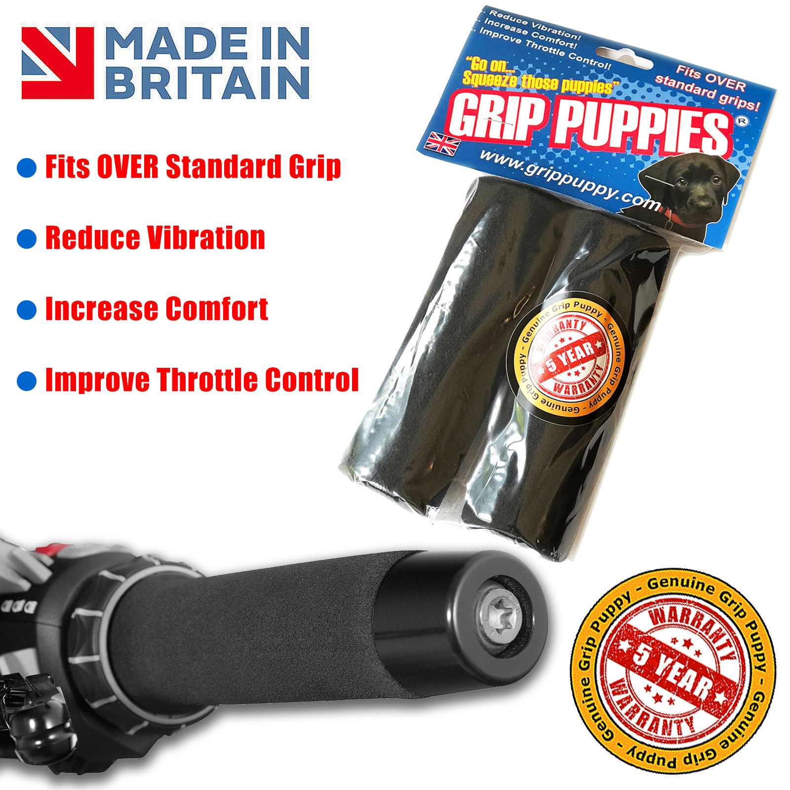 Grip Puppy Puppies Anti Vibration Motorcycle Handle Bar Foam Comfort