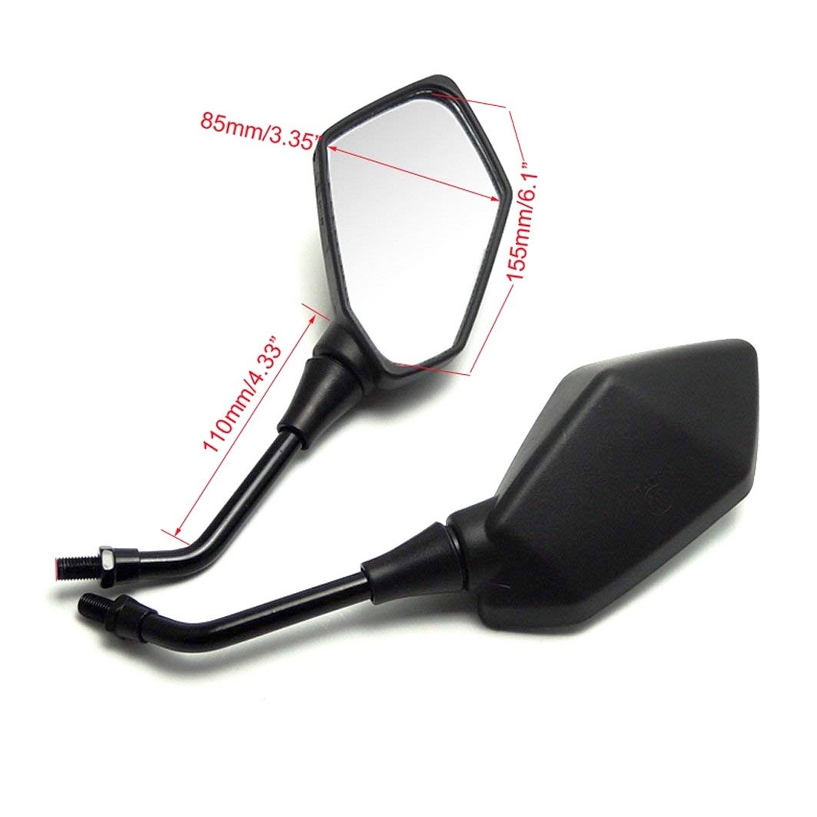 New Black Angled Motorcycle Mirrors Universal 10mm Thread Bike