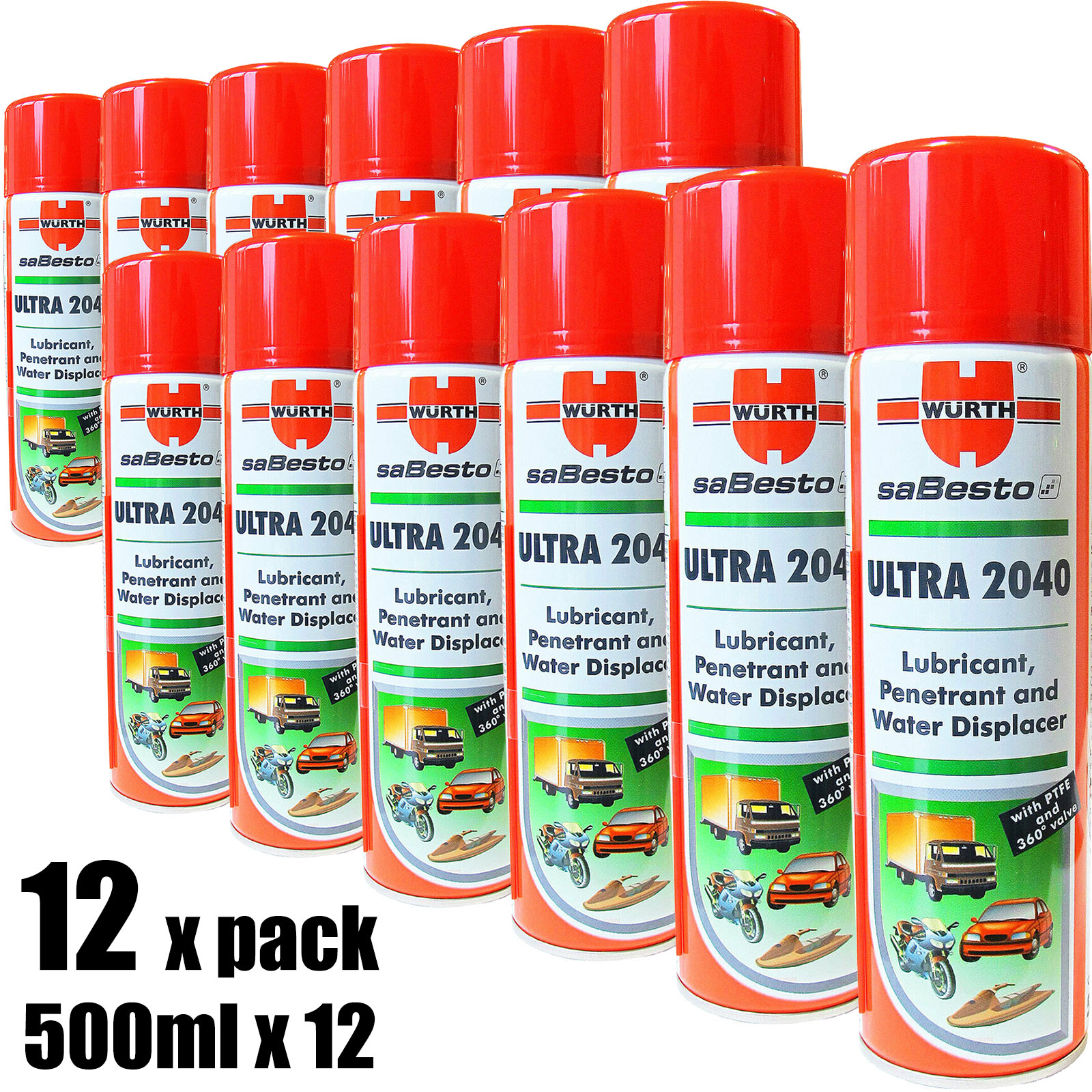 Wurth Ultra 2040 Lubricant Water Displacer with PTFE 12 x