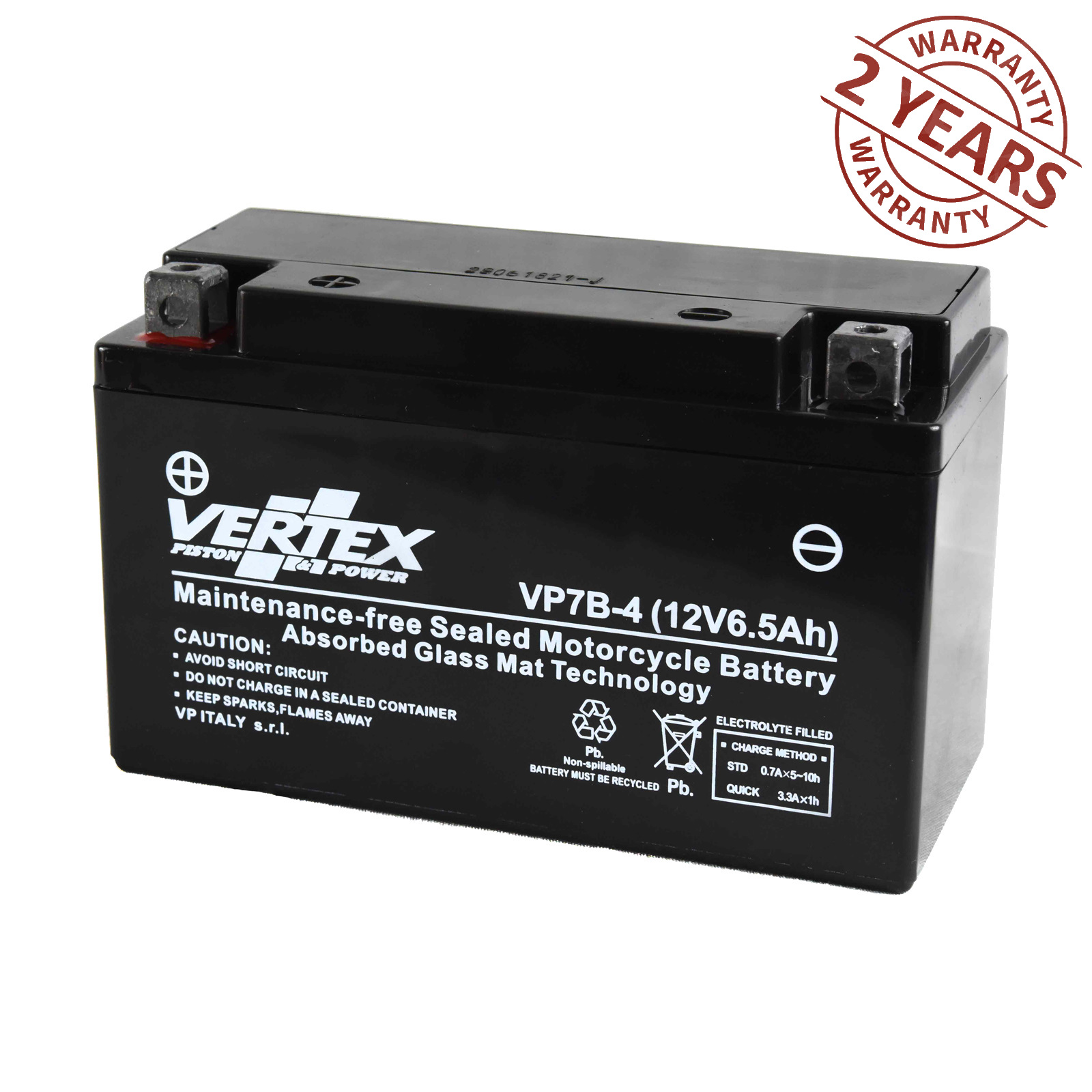Yamaha YFZ 450 Quad 2008 VP7B4 Vertex Battery AGM 12V YT7B4 YT7BBS