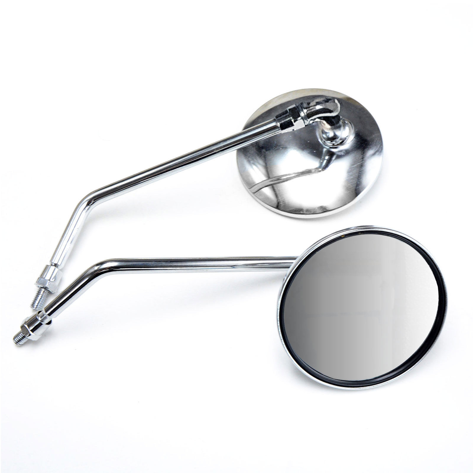 10mm Chrome Universal Scooter Motorcycle Handlebar Mirrors Bike ...