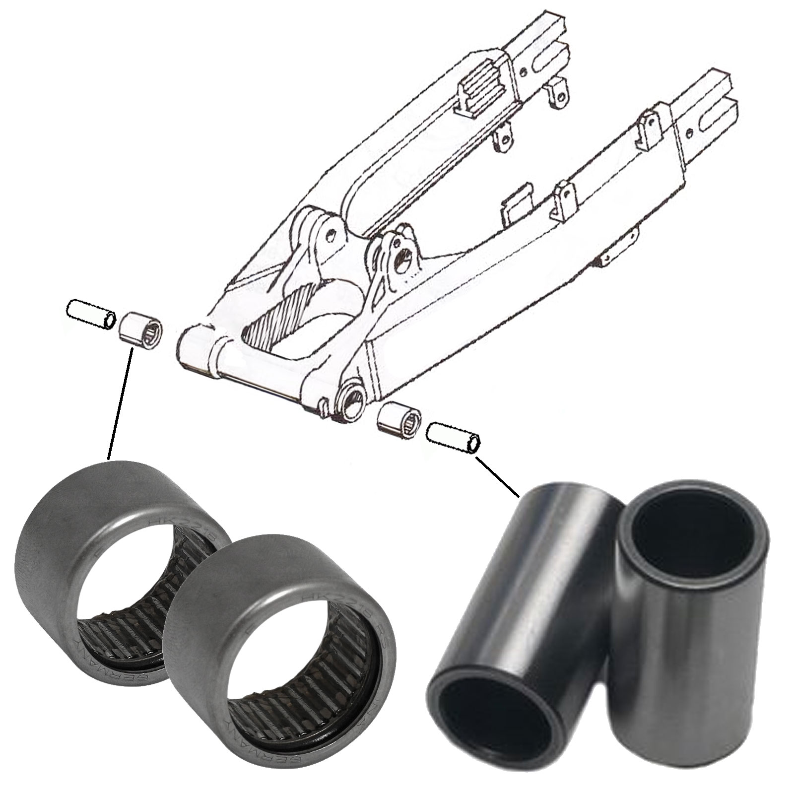 Kawasaki ZX 600 C7 GPX600R 1996 Replacement Swinging Arm Bearings Kawasaki ZX 600 C7 GPX600R 1996 Replacement Swinging Arm Bearings