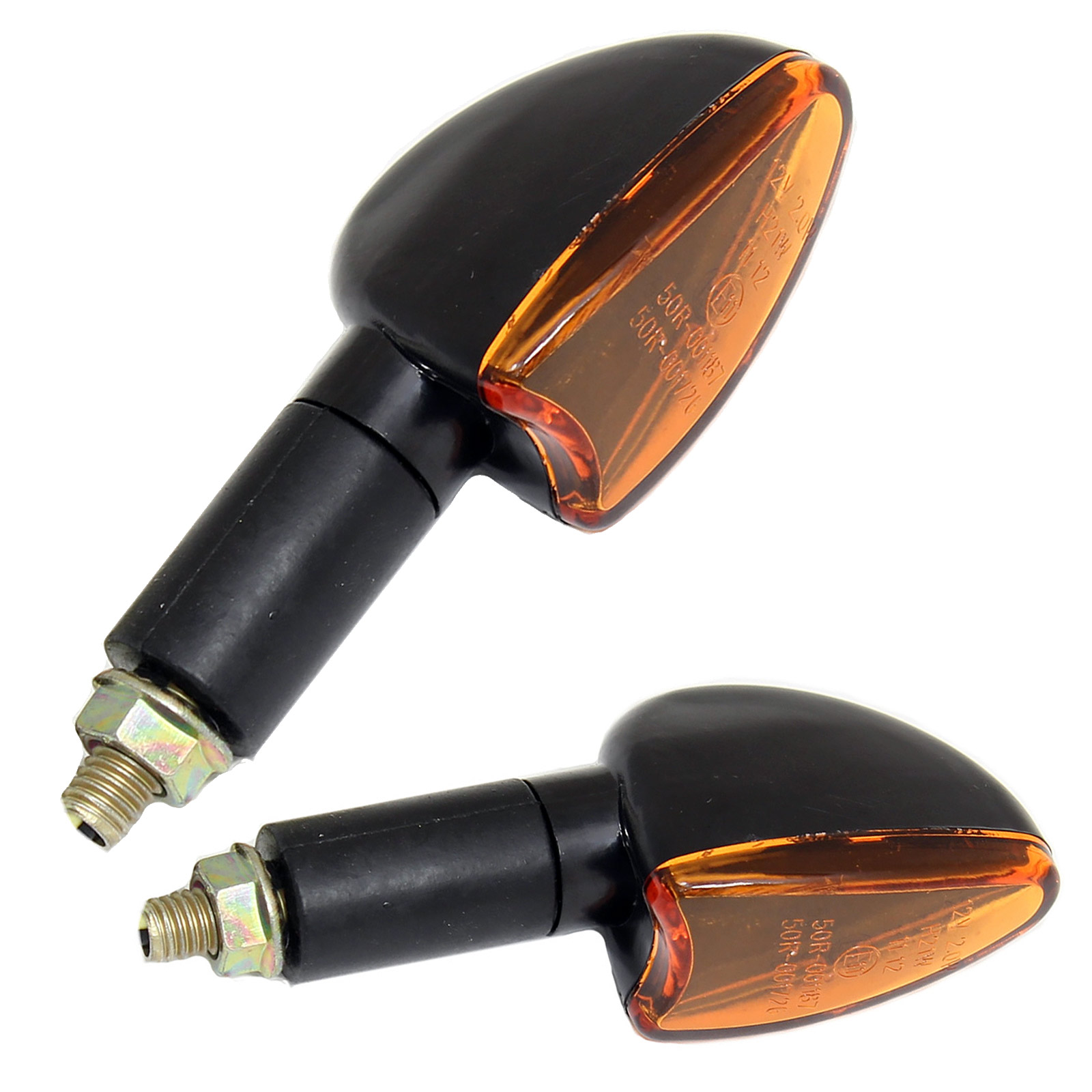 Motorcycle Indicators Custom Streetfighter Micro Arrow Long Stem Black Amber eBay