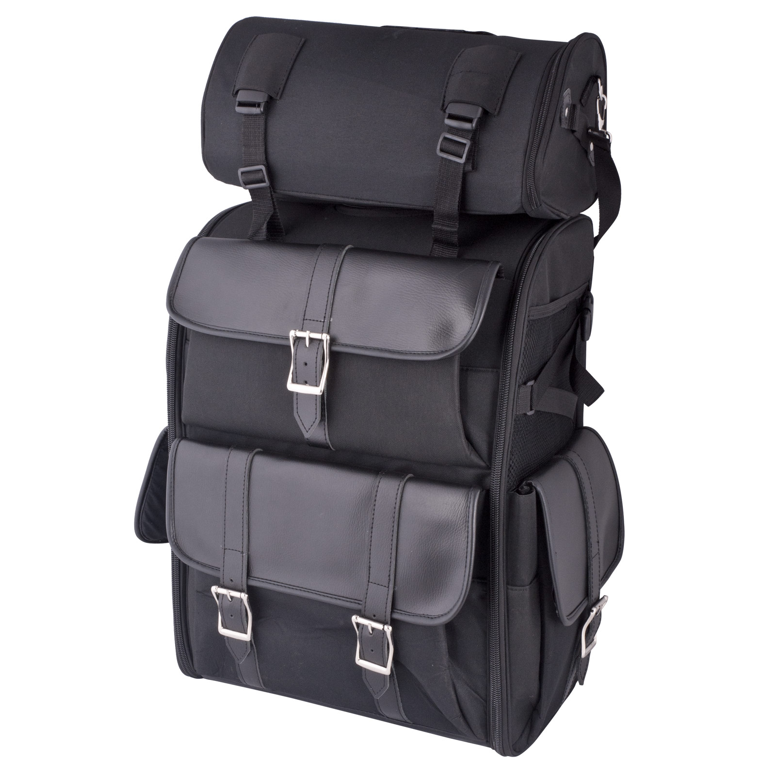 55 Litre Travel Bag TRoll Cordura Leather Motorcycle Sissy Bar