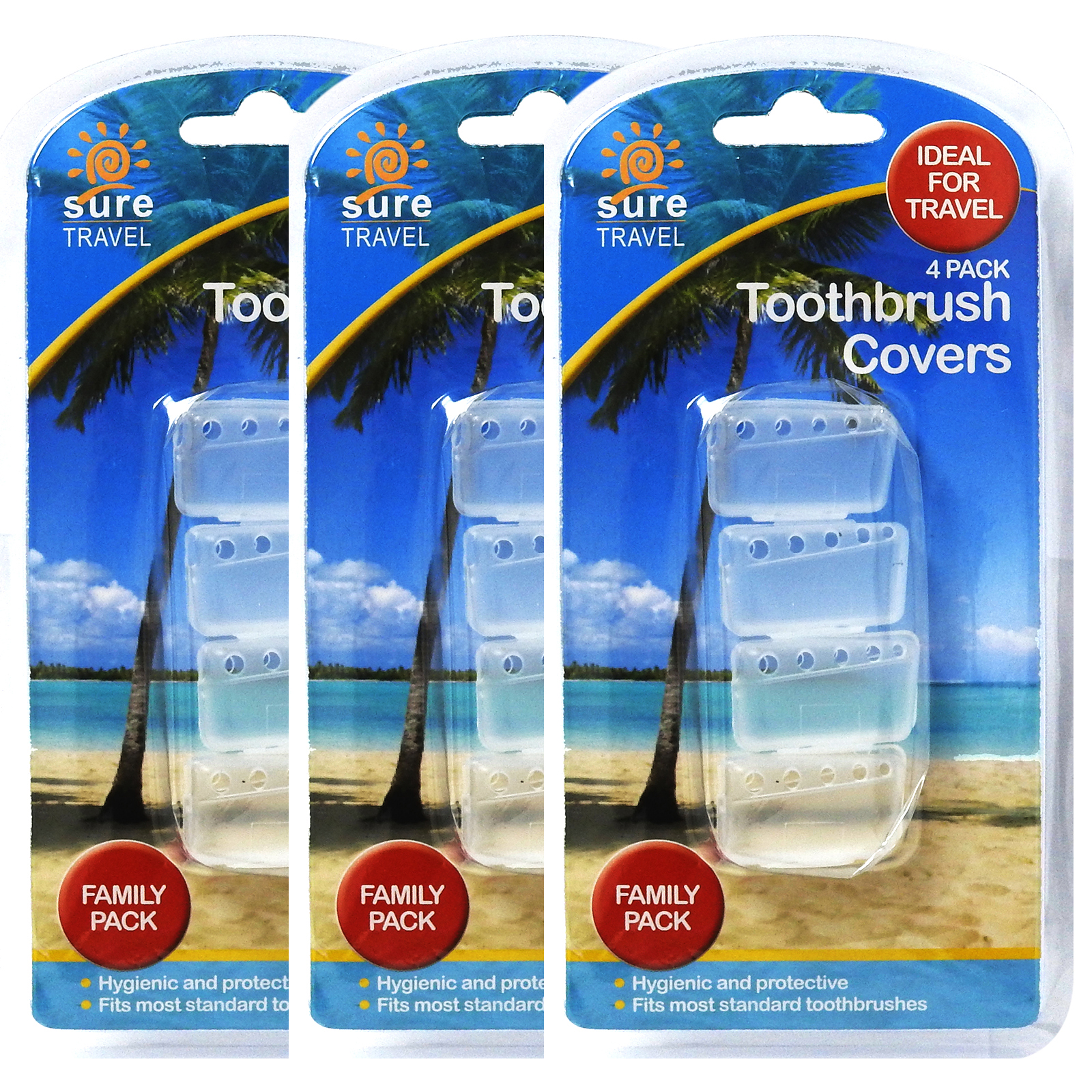 Sure Travel Camping Holiday Toothbrush Head Protector Family Pack, x 12