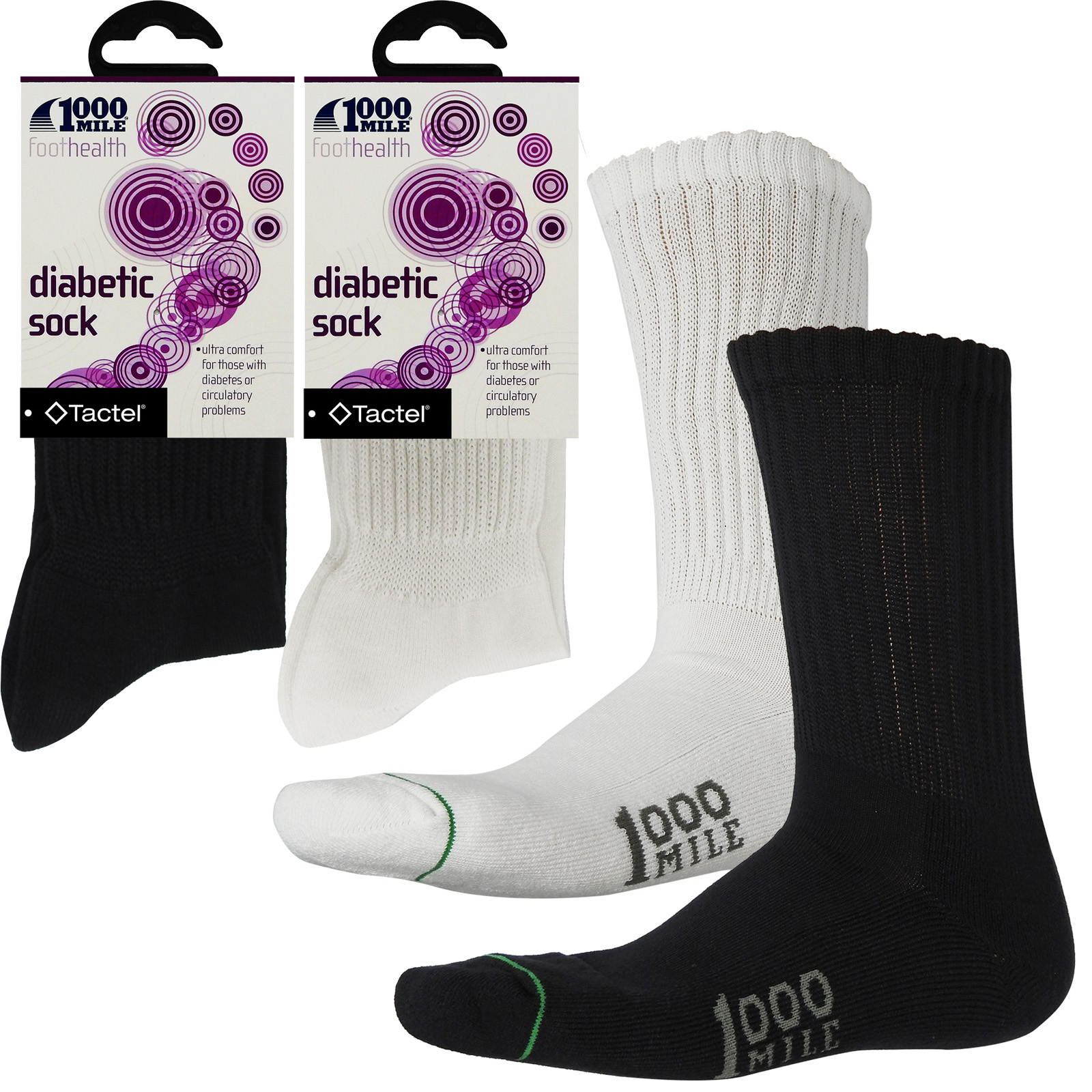 1000 Mile Premium Quality Ultra Comfort No Blister Diabetic Socks, Mens