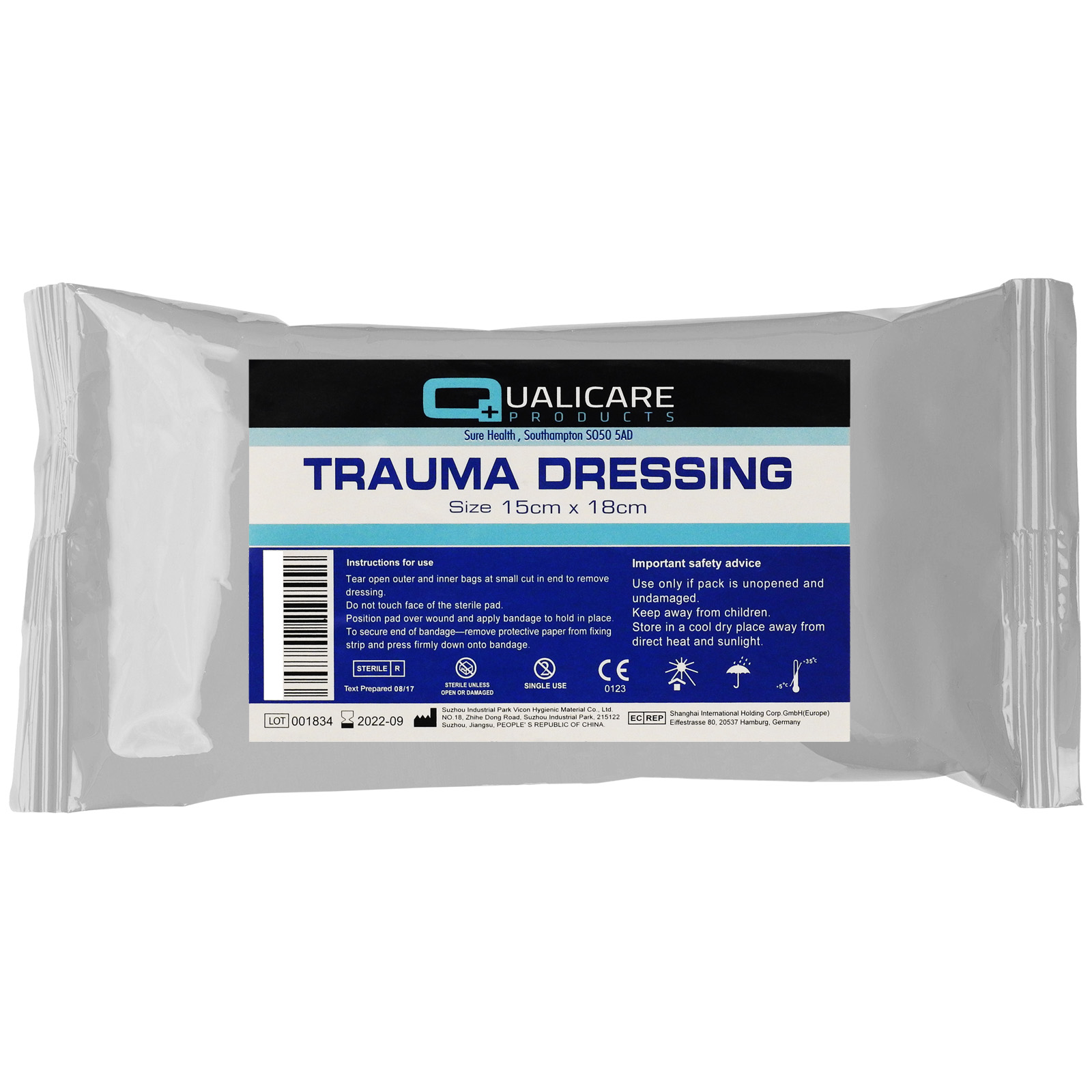 Qualicare Sterile FFD Bandage Wound Blood Clot Haemostatic Field Trauma