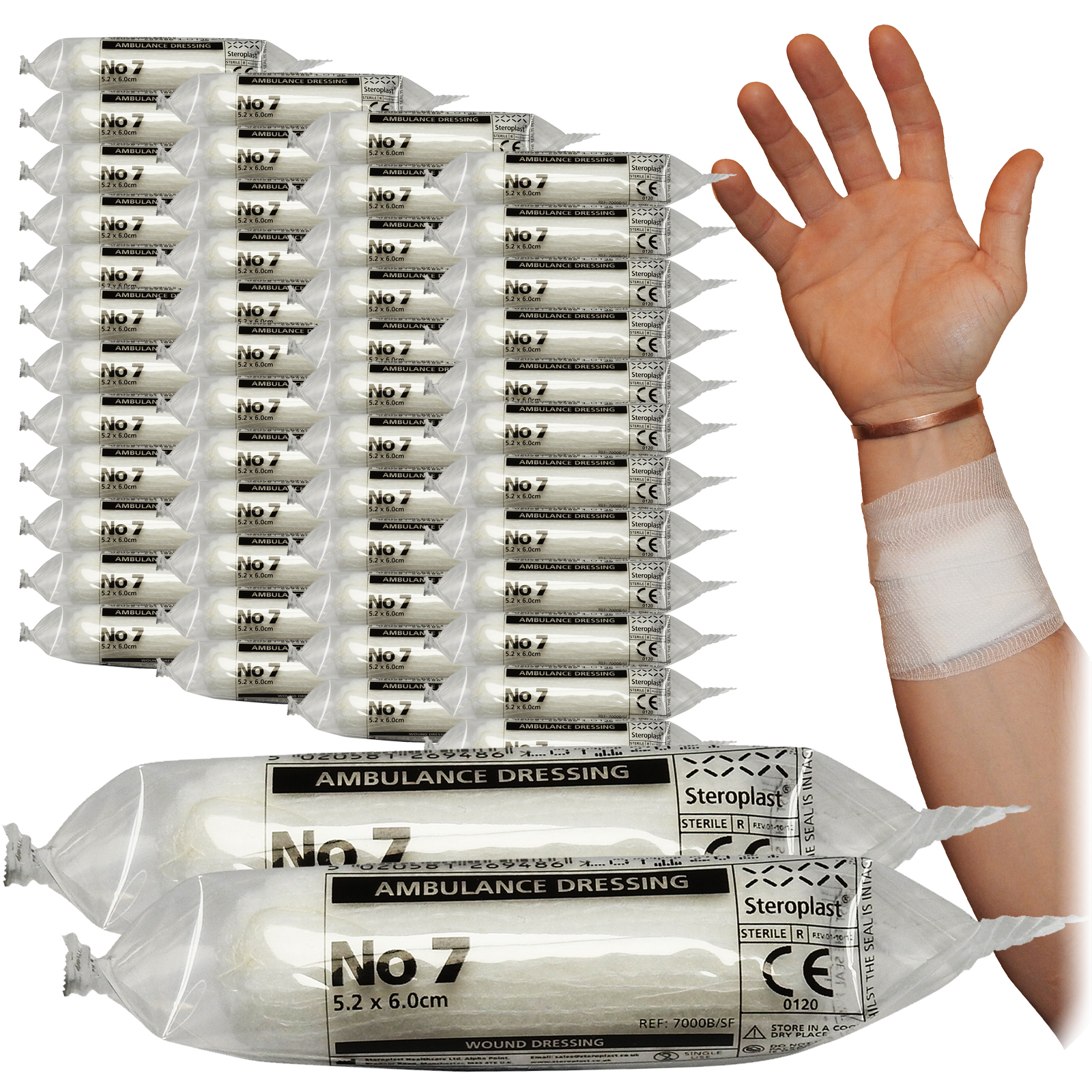 Steroplast No7 Ambulance Dressings Multi Pack, 50x Sterile First Aid