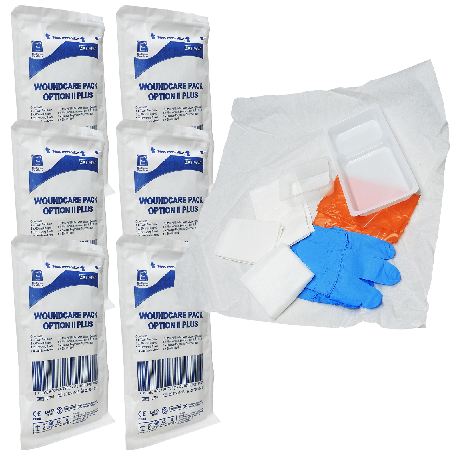Premier Wound Care Pack Option II Plus with Yellow Bags /& Medium Nitrile Gloves Pack of 10
