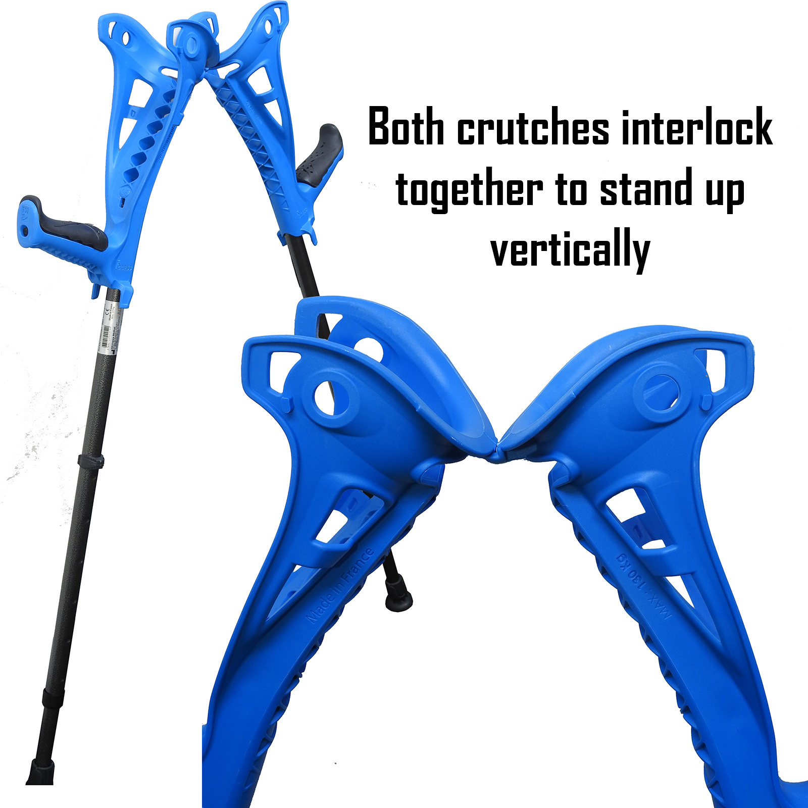 FDI Premium Heavy Duty Ultra Comfort Adjustable Lightweight Elbow Crutches Pair White