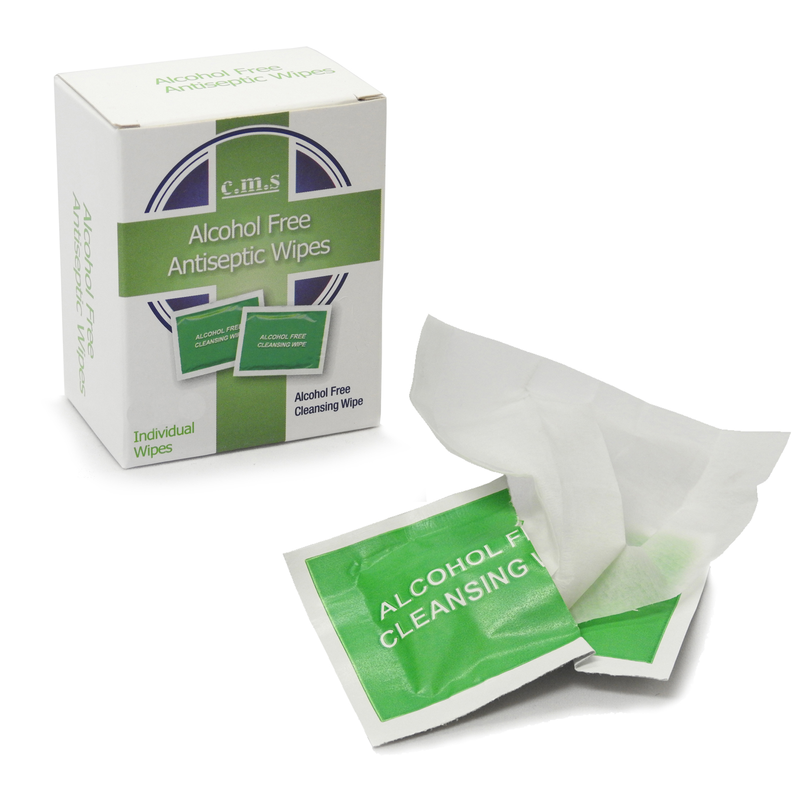 50 x Individual Anticeptic Alcohol Free First Aid Skin Cleaning Sterile