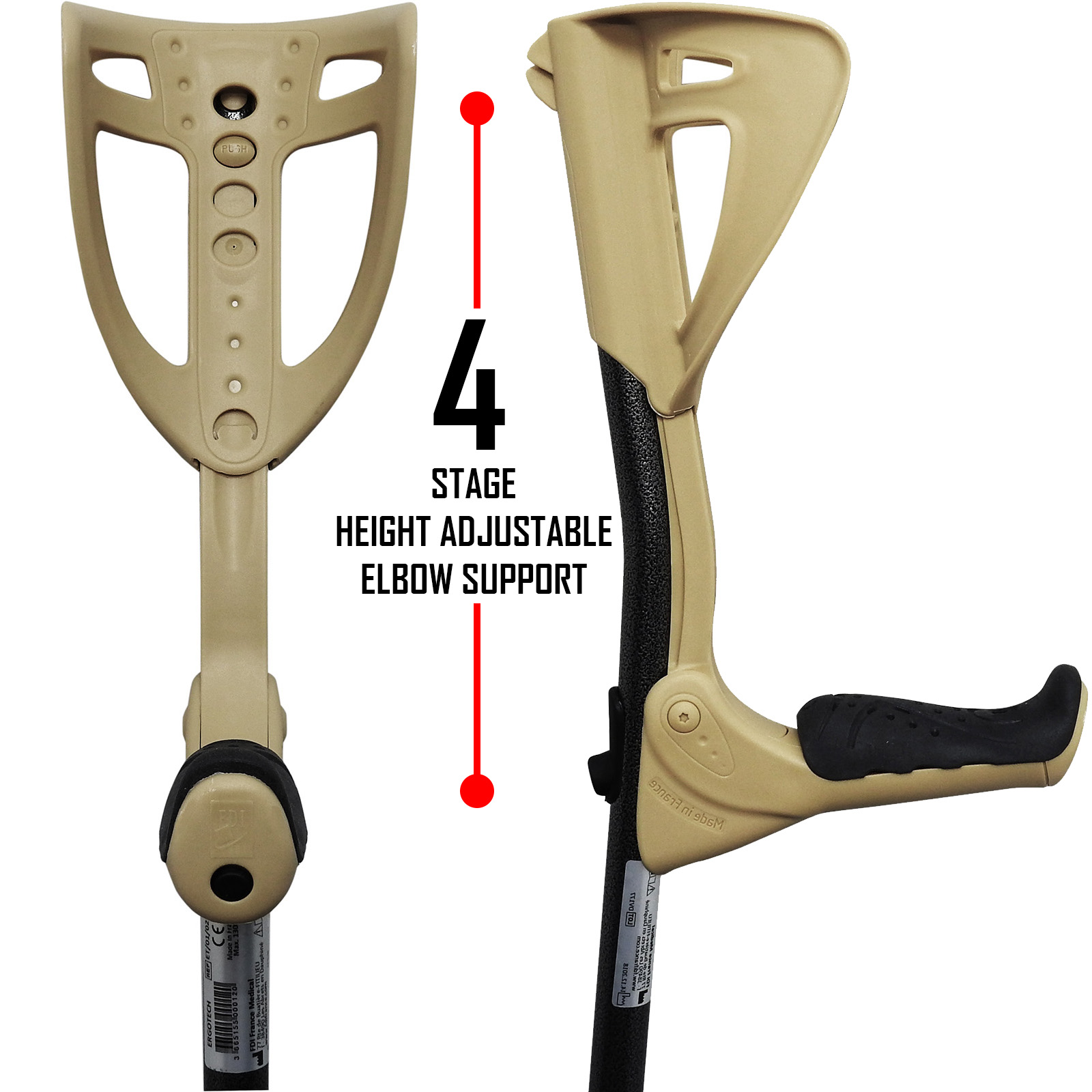 FDI Ergotech Comfort Grip Collapsible Handle + Elbow Walking Stick