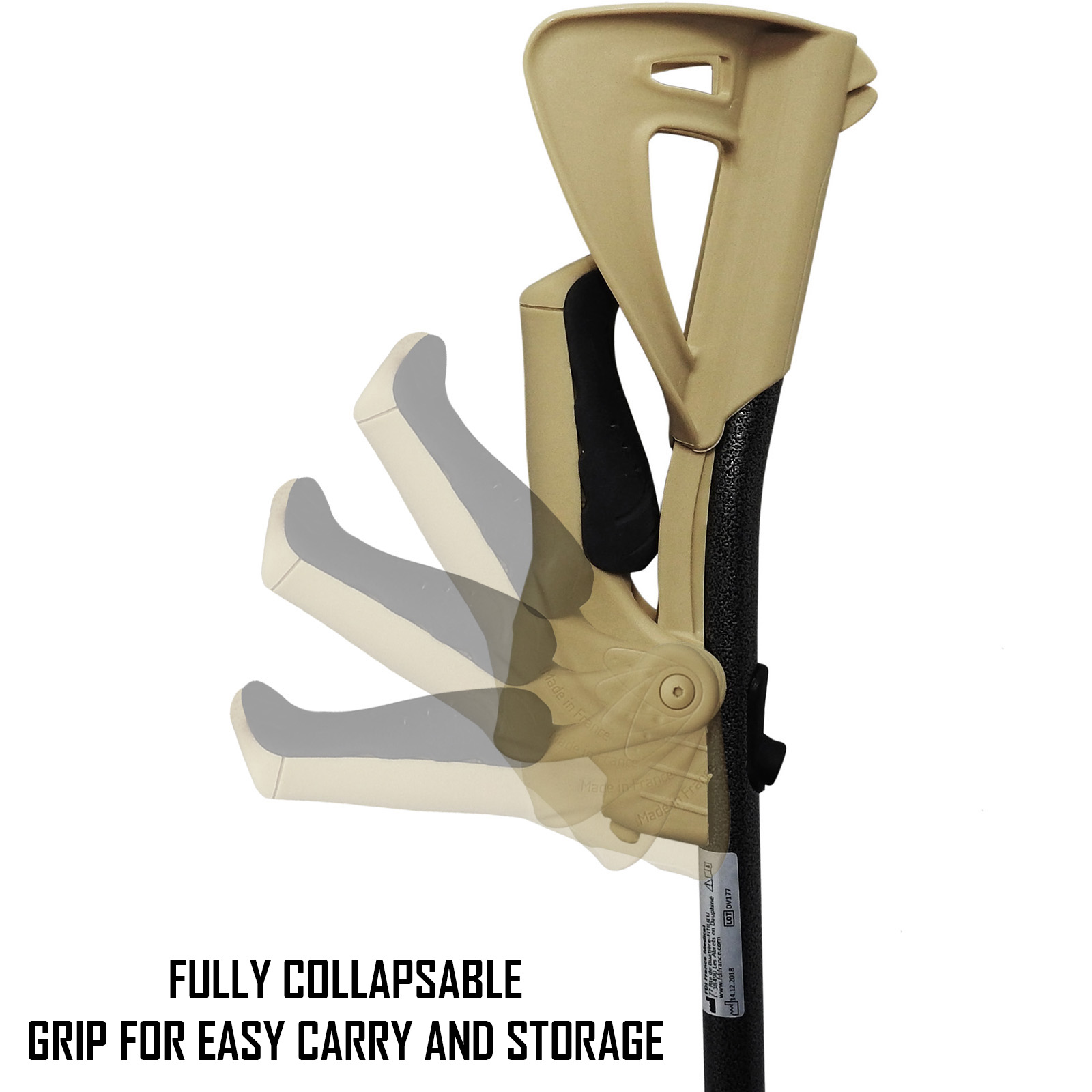 FDI Ergotech Comfort Grip Collapsible Handle + Elbow Walking Stick Single Crutch eBay