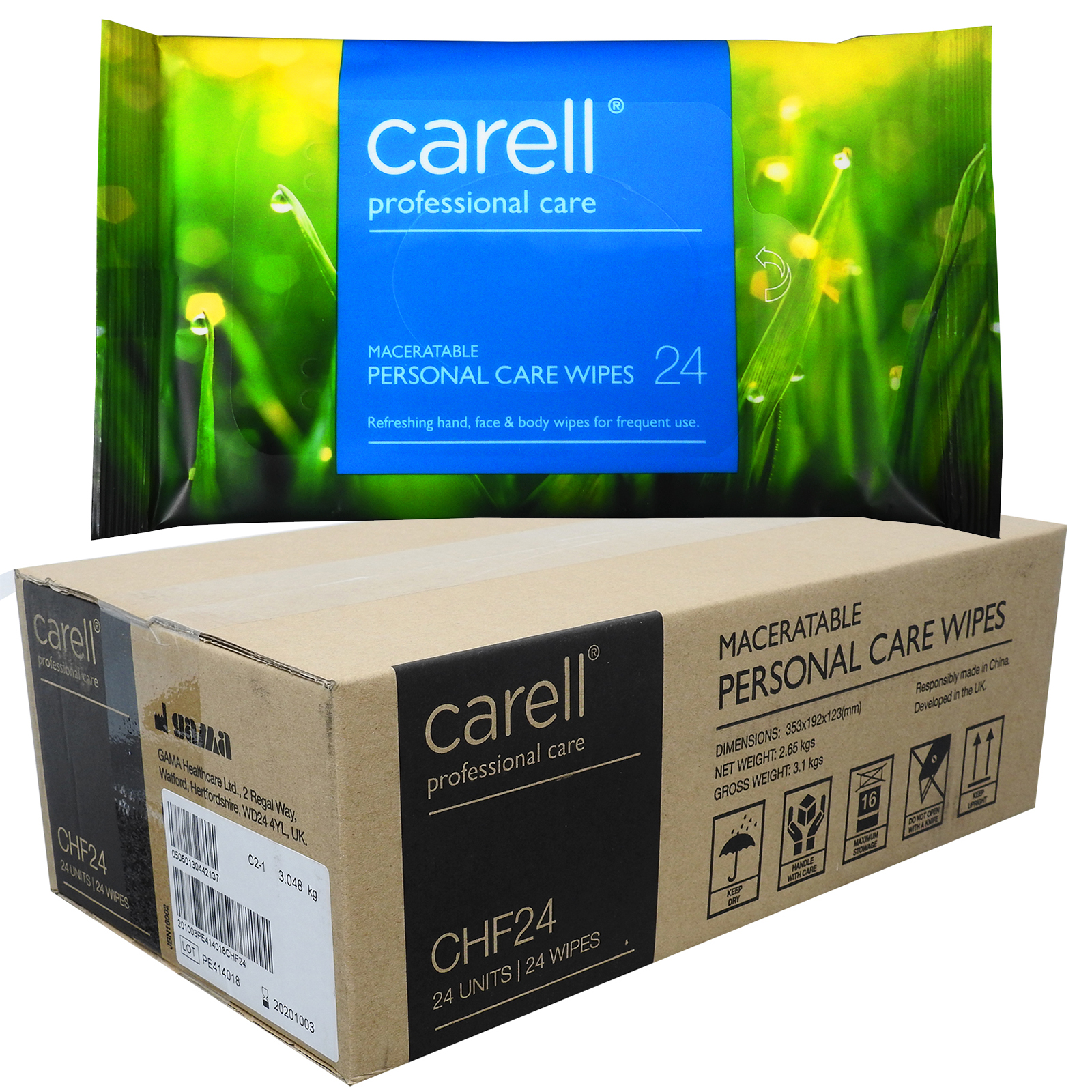 24 Pack - Carell Personal Care Hand and Face Wipes, Moisturising Reduce