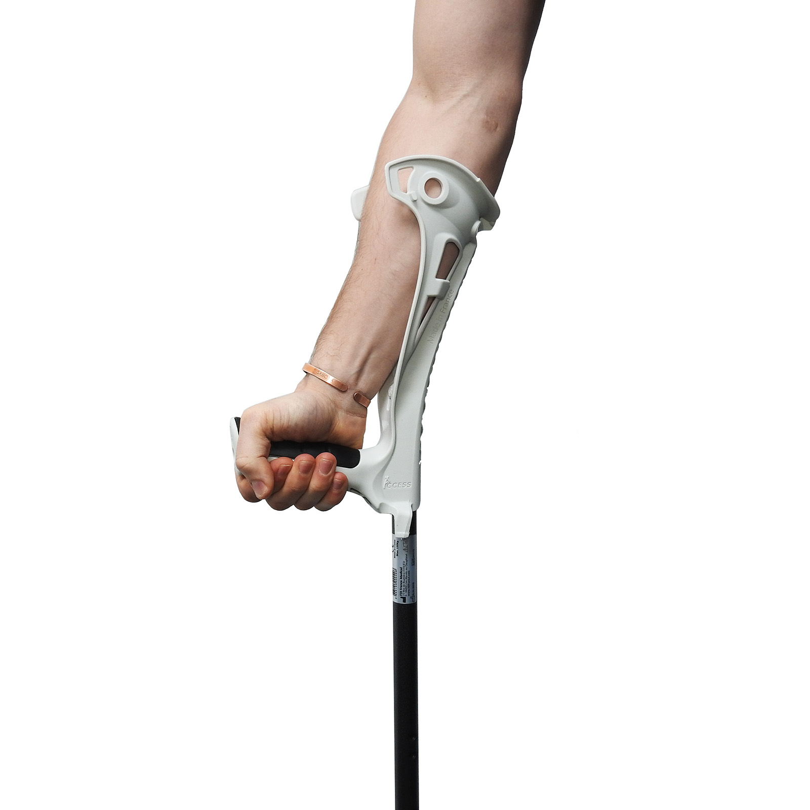 FDI Knee Rehab Kit, Premium White Crutches Pair + 1 Neoprene Knee