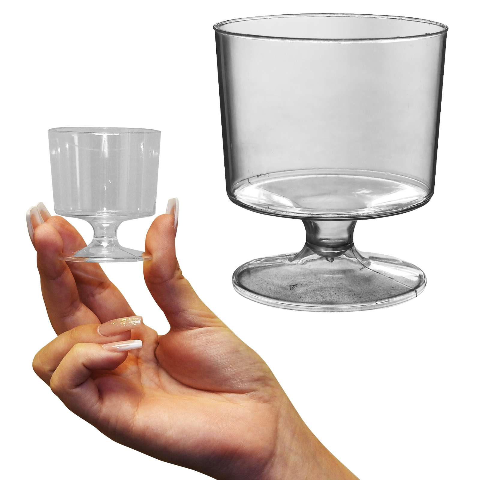 clear plastic wine goblets