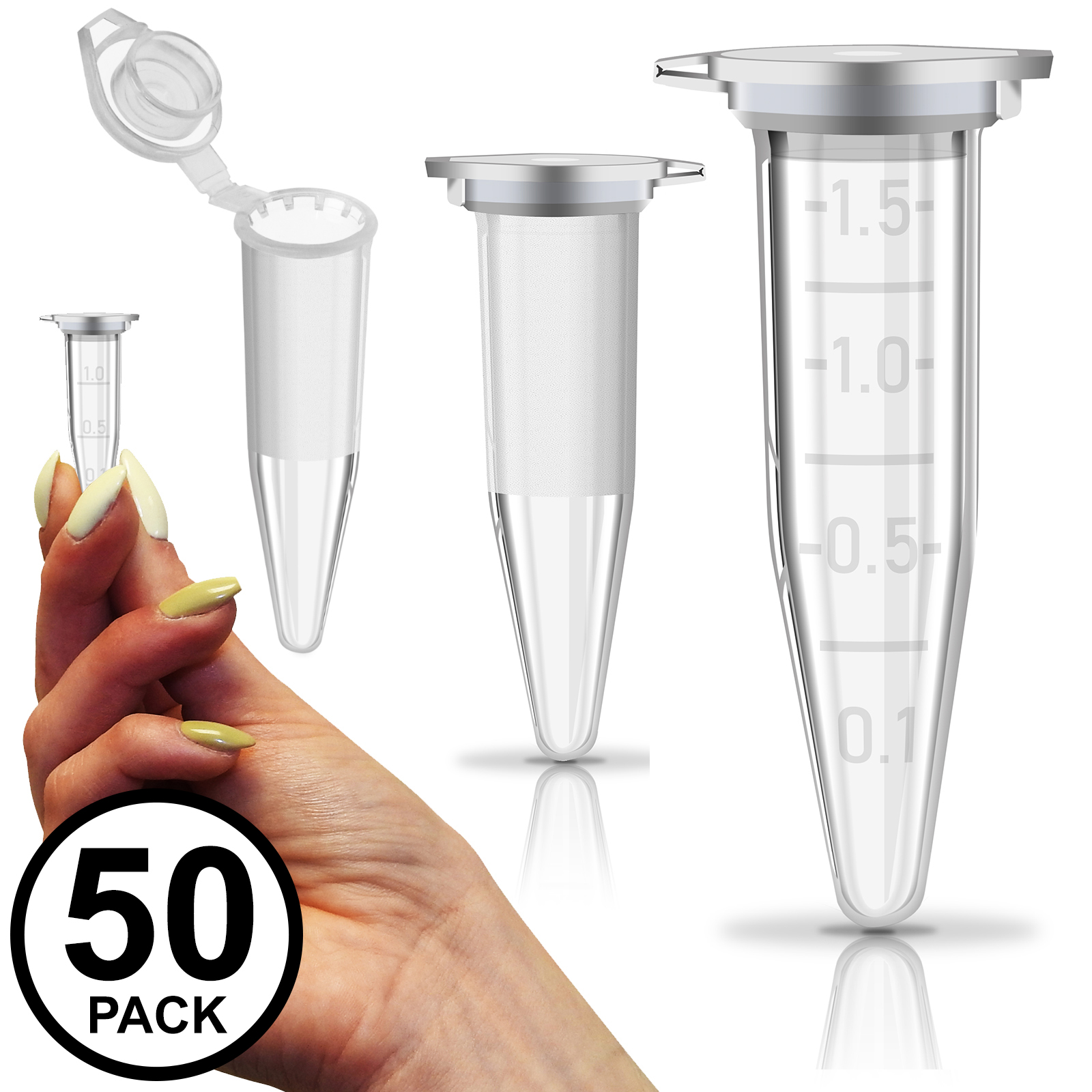 Lot 500 Tubes Microcentrifugeuse 1,5ml PP - Bouchon Anti-fuite, échelle Graduée, -80°C à +120°C - 3