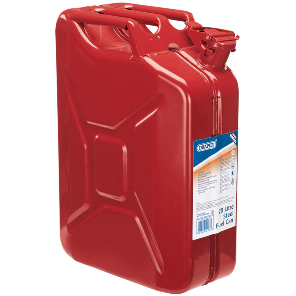 /Draper 54467 SFC20L-RED/B 20L Red Steel Fuel Can with Spout | /Draper ...