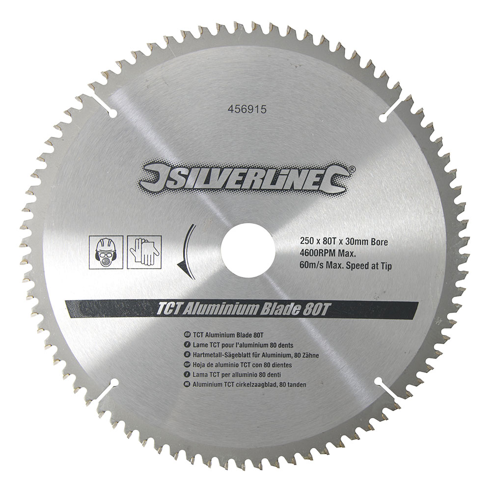 Silverline 456915 TCT Aluminium Circular Saw Blade 80T 250mm 30mm ...