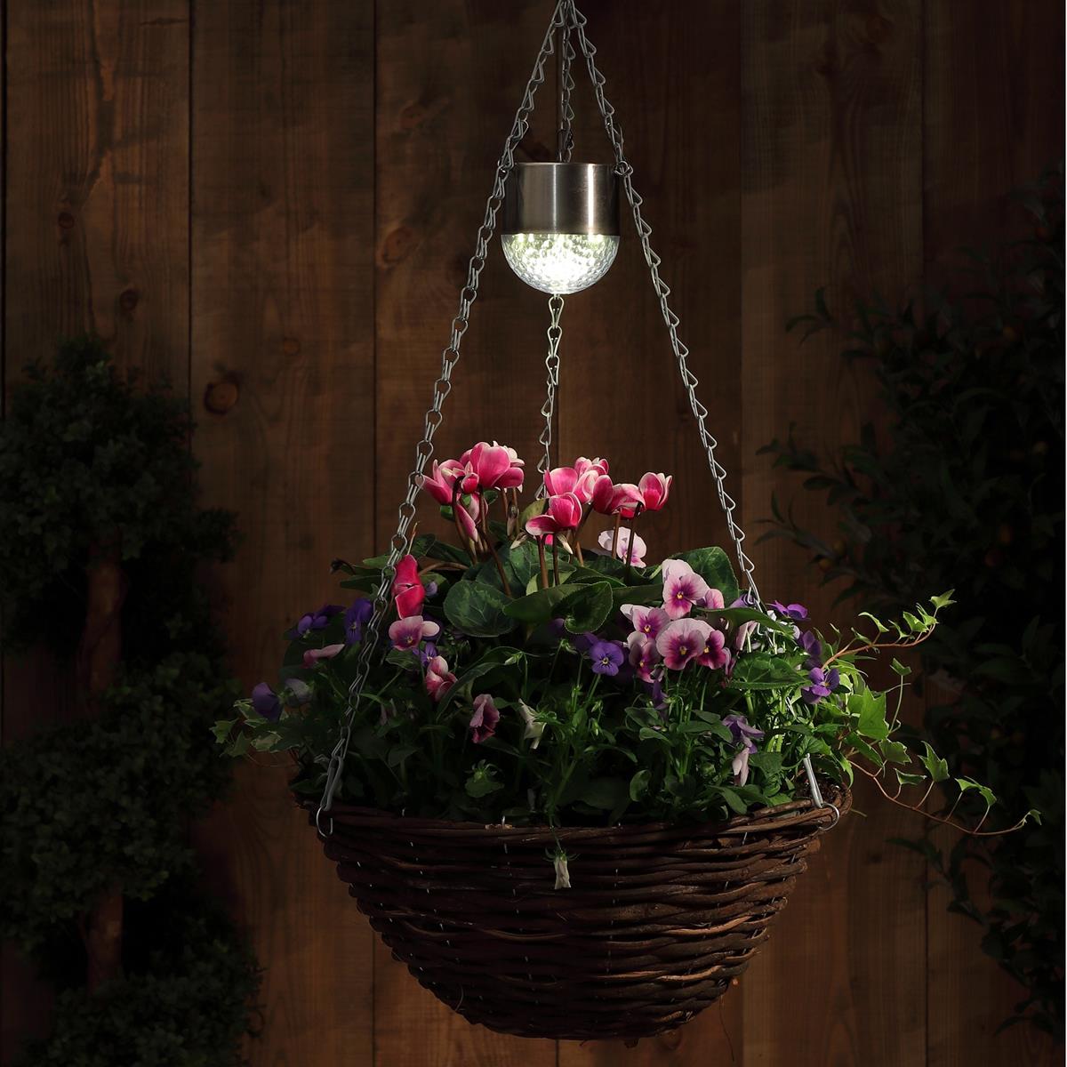 Set Of 2 Solar Powered Hanging Basket Outdoor Garden Lights | eBay