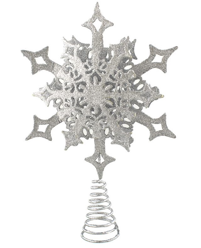 Large 30cm Silver Glitter Snowflake Star Christmas Tree Topper Ebay
