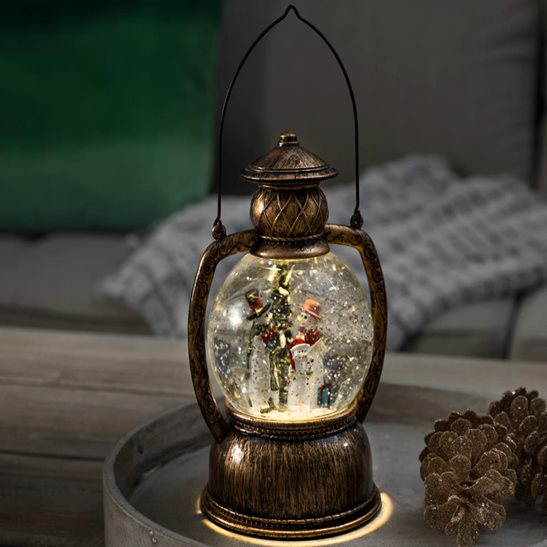 Konstsmide Lantern with Snowman LED Christmas Scene Magic Spinner Water