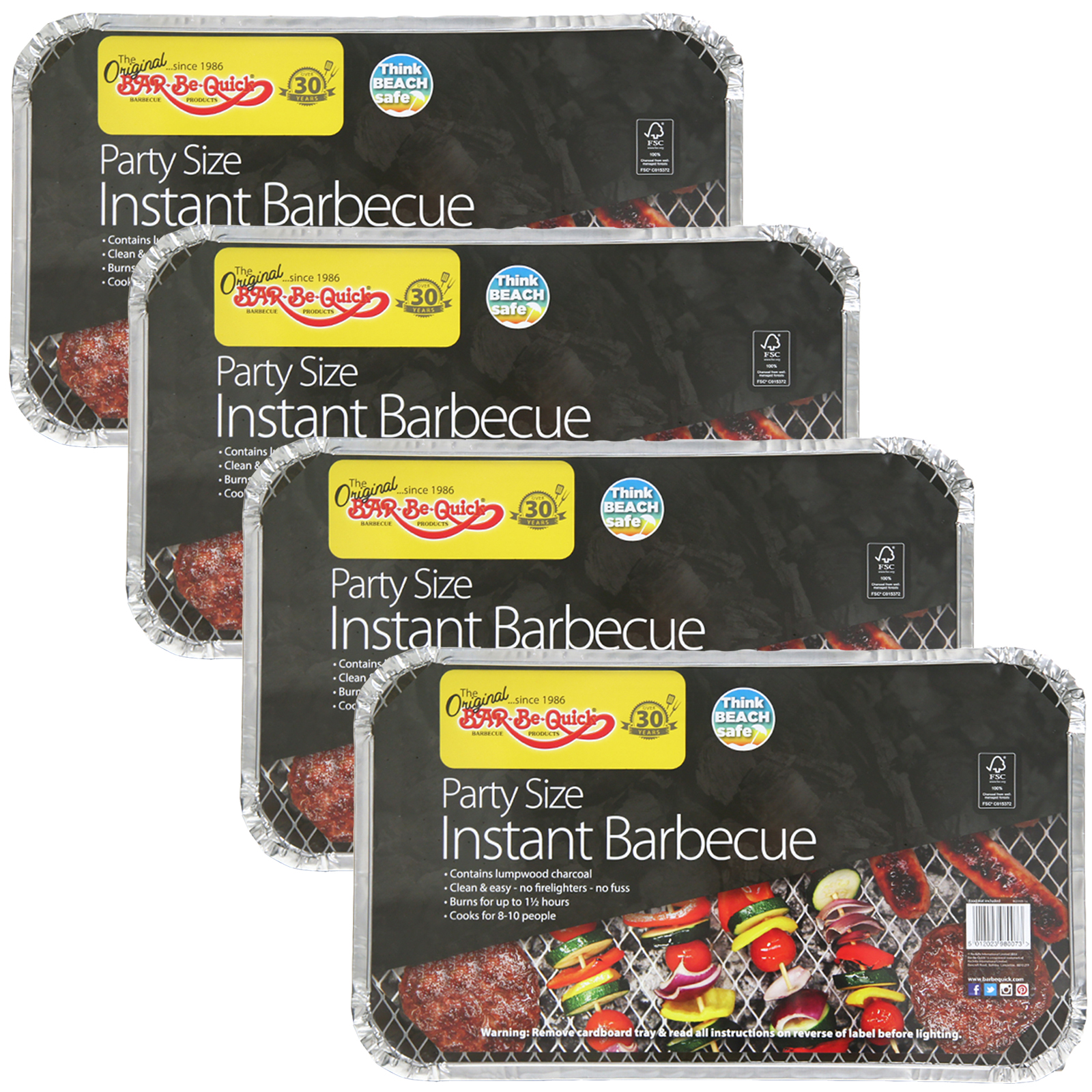 4 x BarBeQuick Large Party Size Instant Barbecue 810 Person
