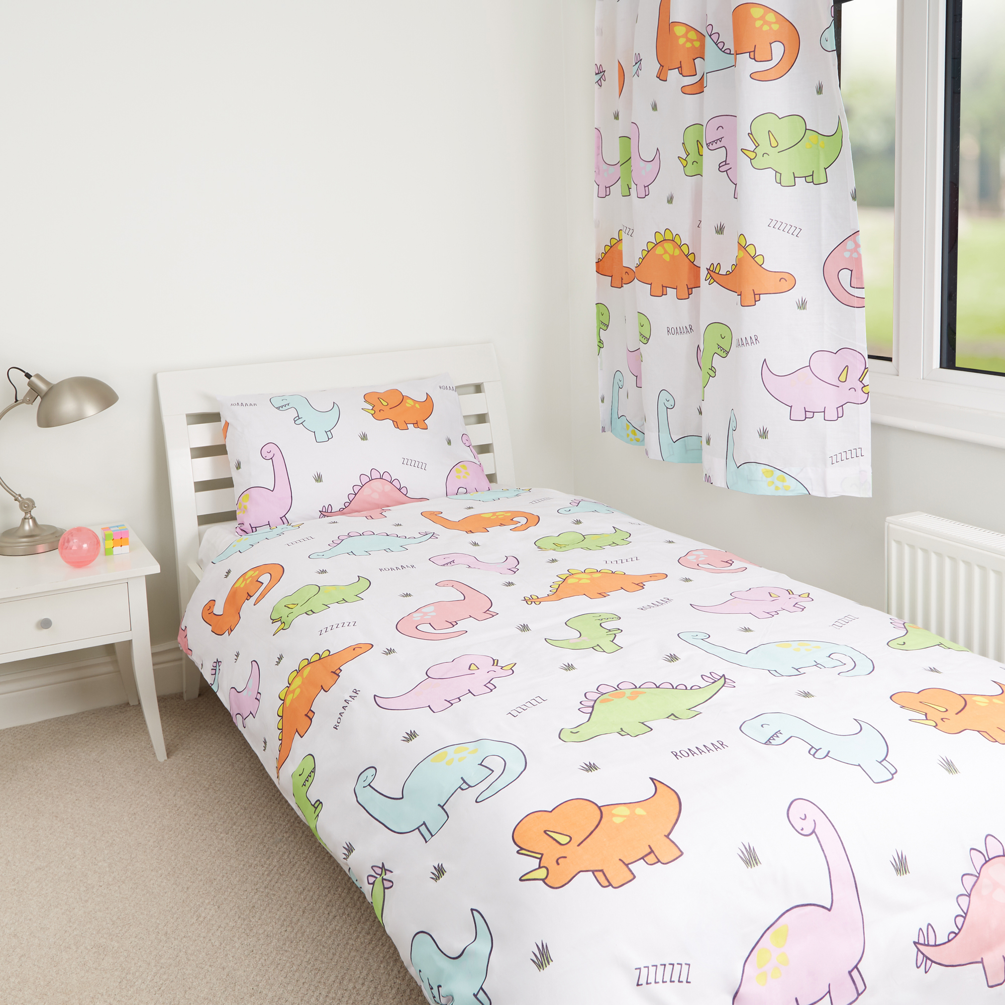 Dino Dinosaur Kids Girls Boys Curtains Single Toddler Bed