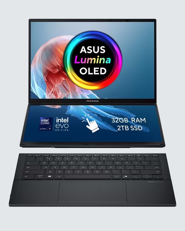 ASUS Zenbook DUO Dual Screen Laptop Intel Core Ultra 32GB RAM 2TB SSD 14” Grey