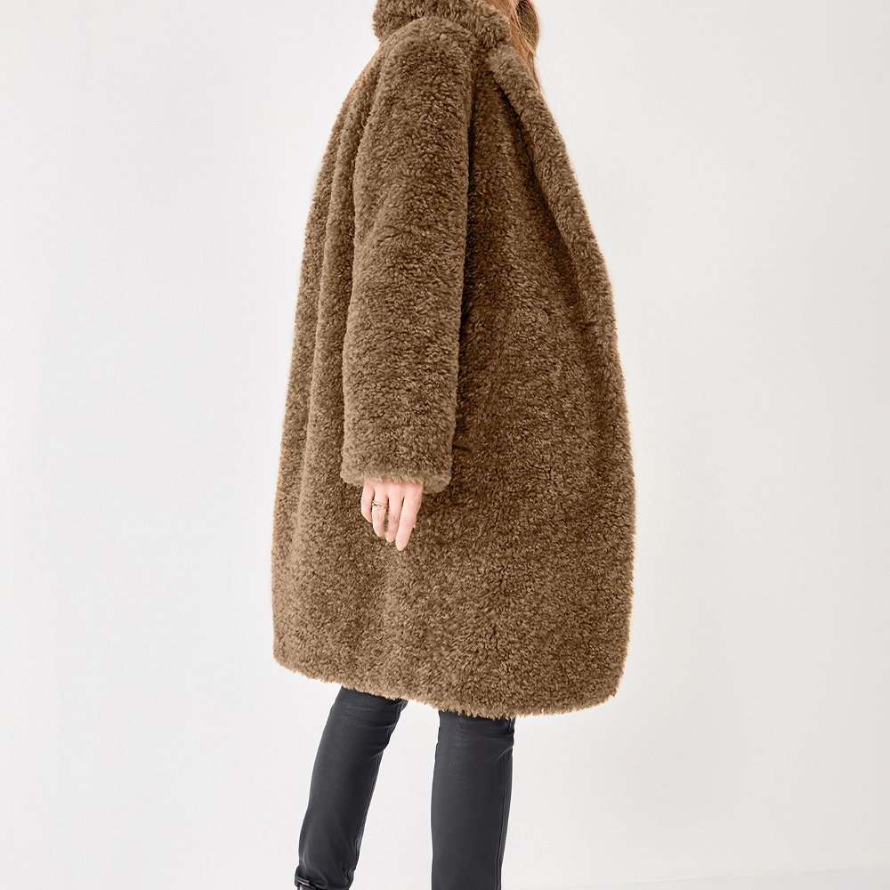 hush Leighton Teddy Coat Ladies Womens Boxy Oversized Jacket Brown