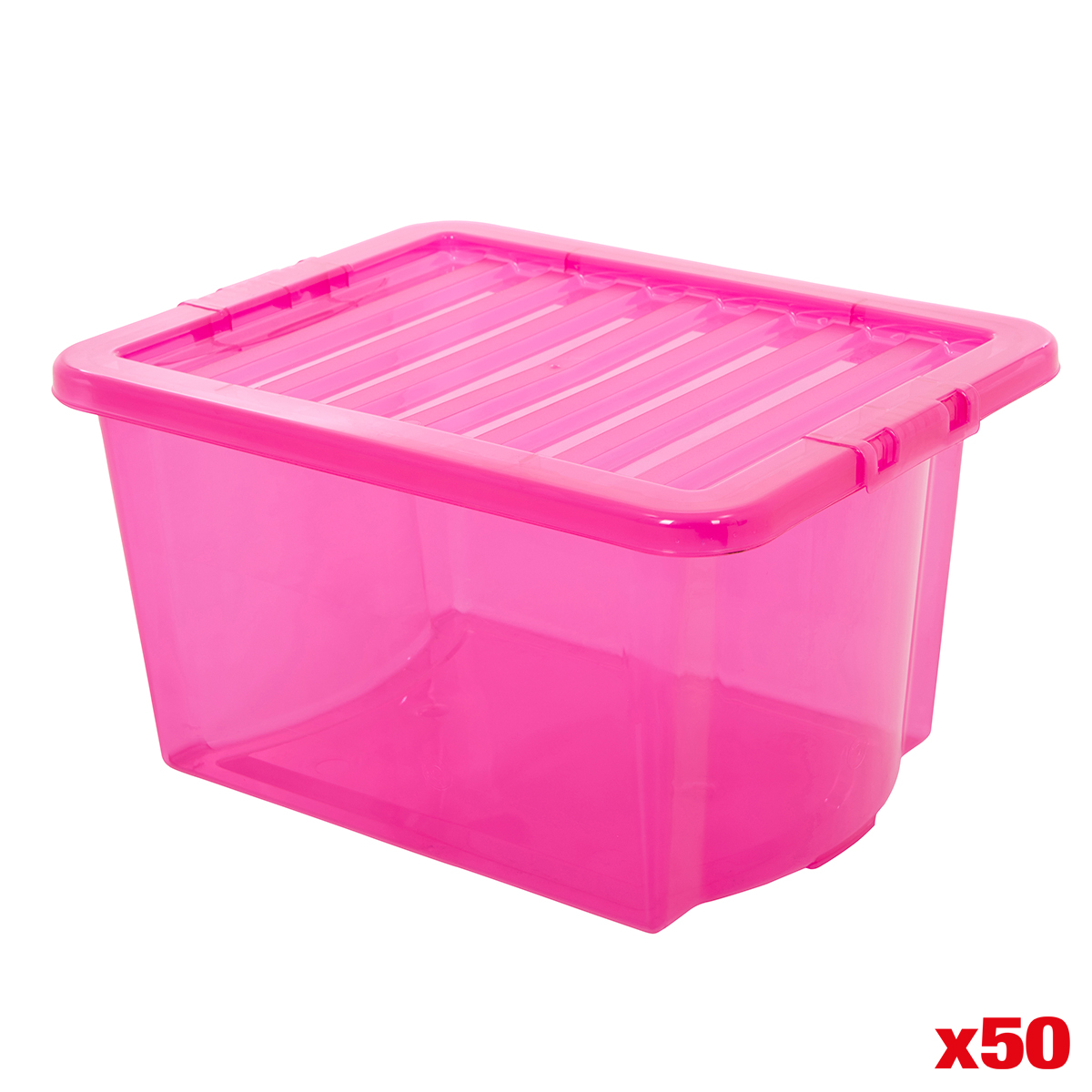 30 Litre Plastic Storage Box Pink Container Multi-Packs Home Office ...